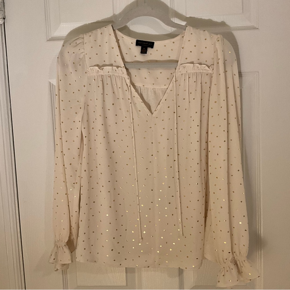 Cream and gold blouse top